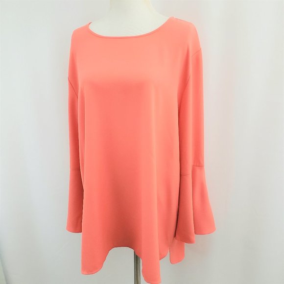 Calvin Klein Tops - Calvin Klein Bell Sleeve Blouse Size XL Back Zip
